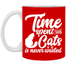 Load image into Gallery viewer, XP8434 11 oz. White Mug Unique design Time Spent With Cats