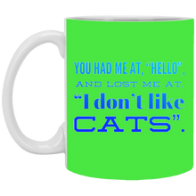 Load image into Gallery viewer, XP8434 11 oz. White Mug Unique design Hello Cats-blue