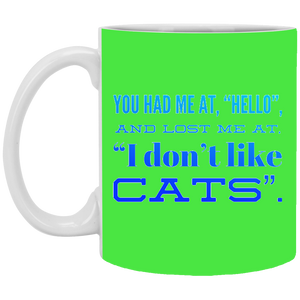 XP8434 11 oz. White Mug Unique design Hello Cats-blue