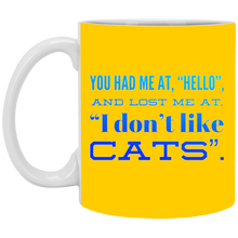 Load image into Gallery viewer, XP8434 11 oz. White Mug Unique design Hello Cats-blue