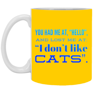 XP8434 11 oz. White Mug Unique design Hello Cats-blue