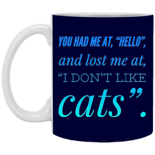 Load image into Gallery viewer, XP8434 11 oz. White Mug Unique design Hello Cats-green