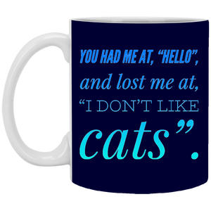 XP8434 11 oz. White Mug Unique design Hello Cats-green