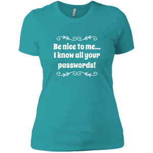 NL3900 Next Level Ladies' Boyfriend T-Shirt Unique design Passwords