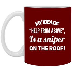 XP8434 11 oz. White Mug Unique design Sniper On The Roof