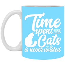 Load image into Gallery viewer, XP8434 11 oz. White Mug Unique design Time Spent With Cats