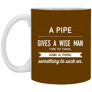 XP8434 11 oz. White Mug Unique design Pipe Wise Man