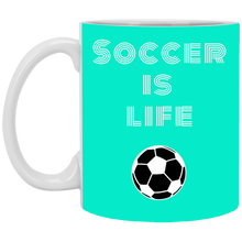 Load image into Gallery viewer, XP8434 11 oz. White Mug Unique design Soccer Is Life