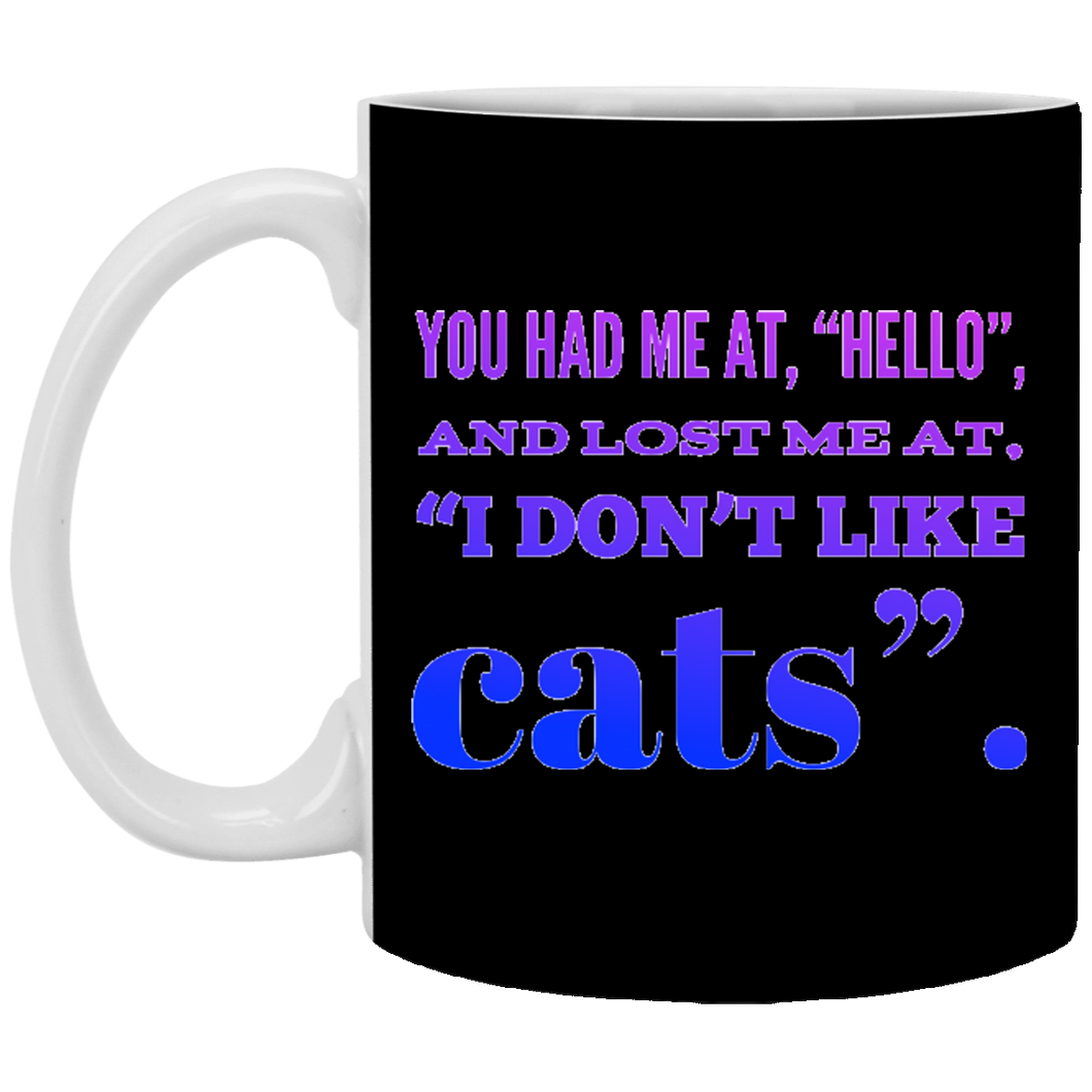 XP8434 11 oz. White Mug Unique design Hello Cats-pink