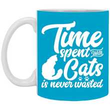 Load image into Gallery viewer, XP8434 11 oz. White Mug Unique design Time Spent With Cats