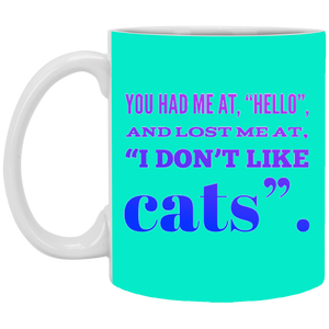 XP8434 11 oz. White Mug Unique design Hello Cats-pink