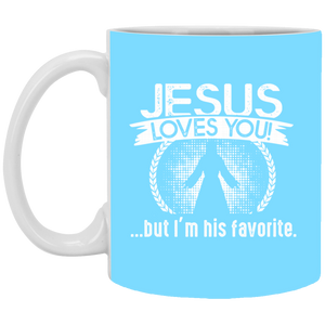 XP8434 11 oz. White Mug Unique design Jesus Loves You