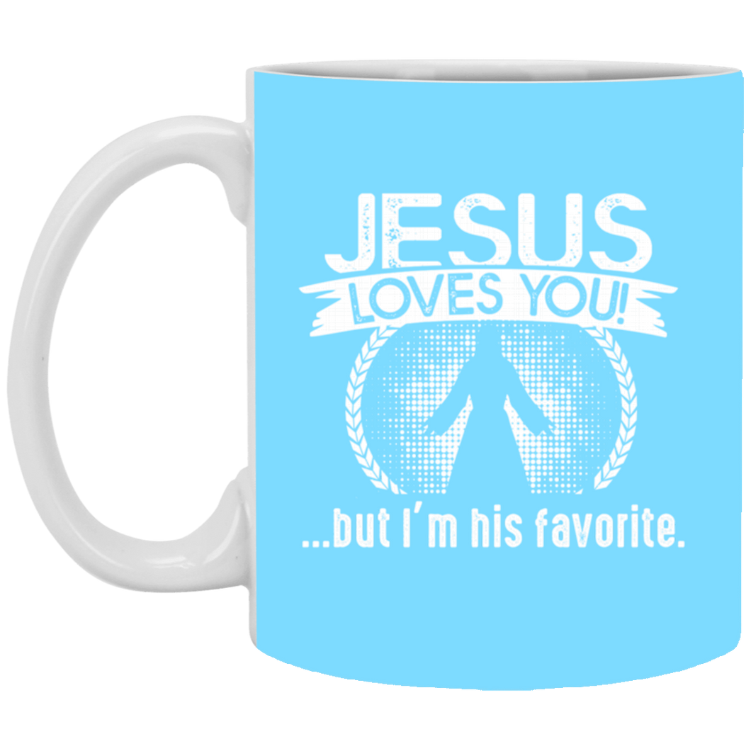 XP8434 11 oz. White Mug Unique design Jesus Loves You