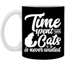 Load image into Gallery viewer, XP8434 11 oz. White Mug Unique design Time Spent With Cats