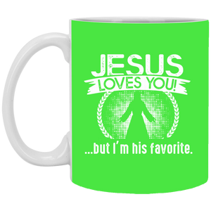 XP8434 11 oz. White Mug Unique design Jesus Loves You