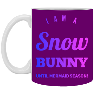 XP8434 11 oz. White Mug Unique design Snow Bunny-pink