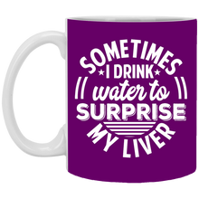 Load image into Gallery viewer, XP8434 11 oz. White Mug Unique design Surprise My Liver