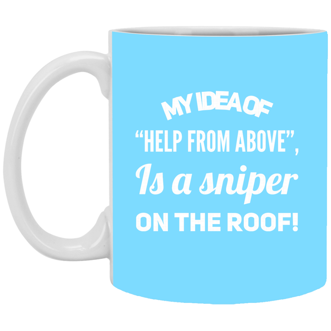 XP8434 11 oz. White Mug Unique design Sniper On The Roof