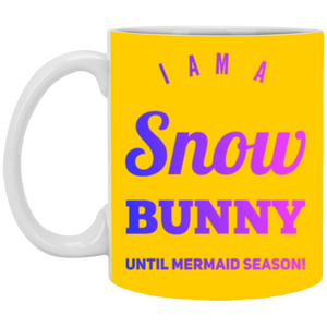 XP8434 11 oz. White Mug Unique design Snow Bunny-pink