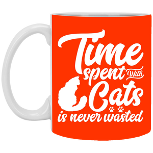 XP8434 11 oz. White Mug Unique design Time Spent With Cats