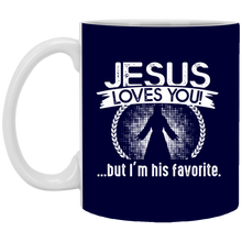 Load image into Gallery viewer, XP8434 11 oz. White Mug Unique design Jesus Loves You