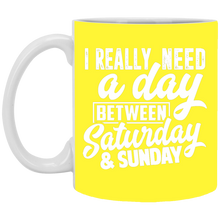 Load image into Gallery viewer, XP8434 11 oz. White Mug Unique design Day Between Sat. &amp; Sun.