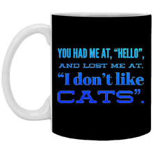 Load image into Gallery viewer, XP8434 11 oz. White Mug Unique design Hello Cats-blue