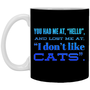 XP8434 11 oz. White Mug Unique design Hello Cats-blue