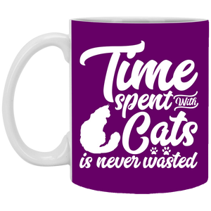 XP8434 11 oz. White Mug Unique design Time Spent With Cats