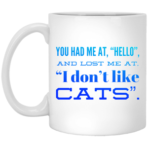 XP8434 11 oz. White Mug Unique design Hello Cats-blue