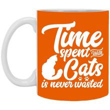 Load image into Gallery viewer, XP8434 11 oz. White Mug Unique design Time Spent With Cats