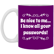 Load image into Gallery viewer, XP8434 11 oz. White Mug Unique design Passwords