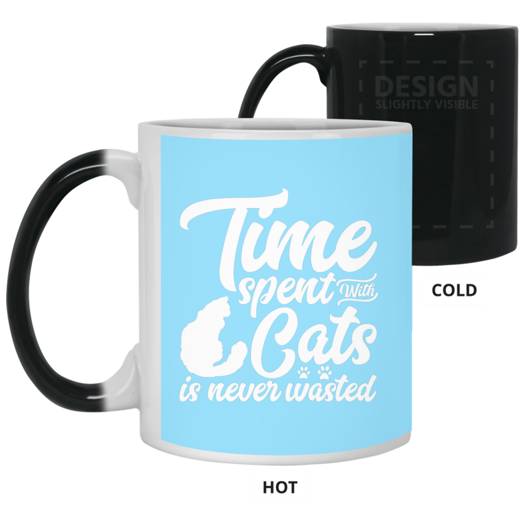 21150 11 oz. Color Changing Mug Unique design Time Spent With Cats