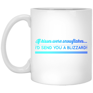 XP8434 11 oz. White Mug Unique design Snowflakes Blizzard-color