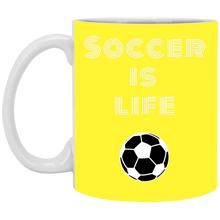 Load image into Gallery viewer, XP8434 11 oz. White Mug Unique design Soccer Is Life