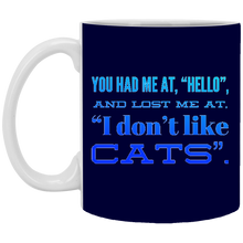 Load image into Gallery viewer, XP8434 11 oz. White Mug Unique design Hello Cats-blue