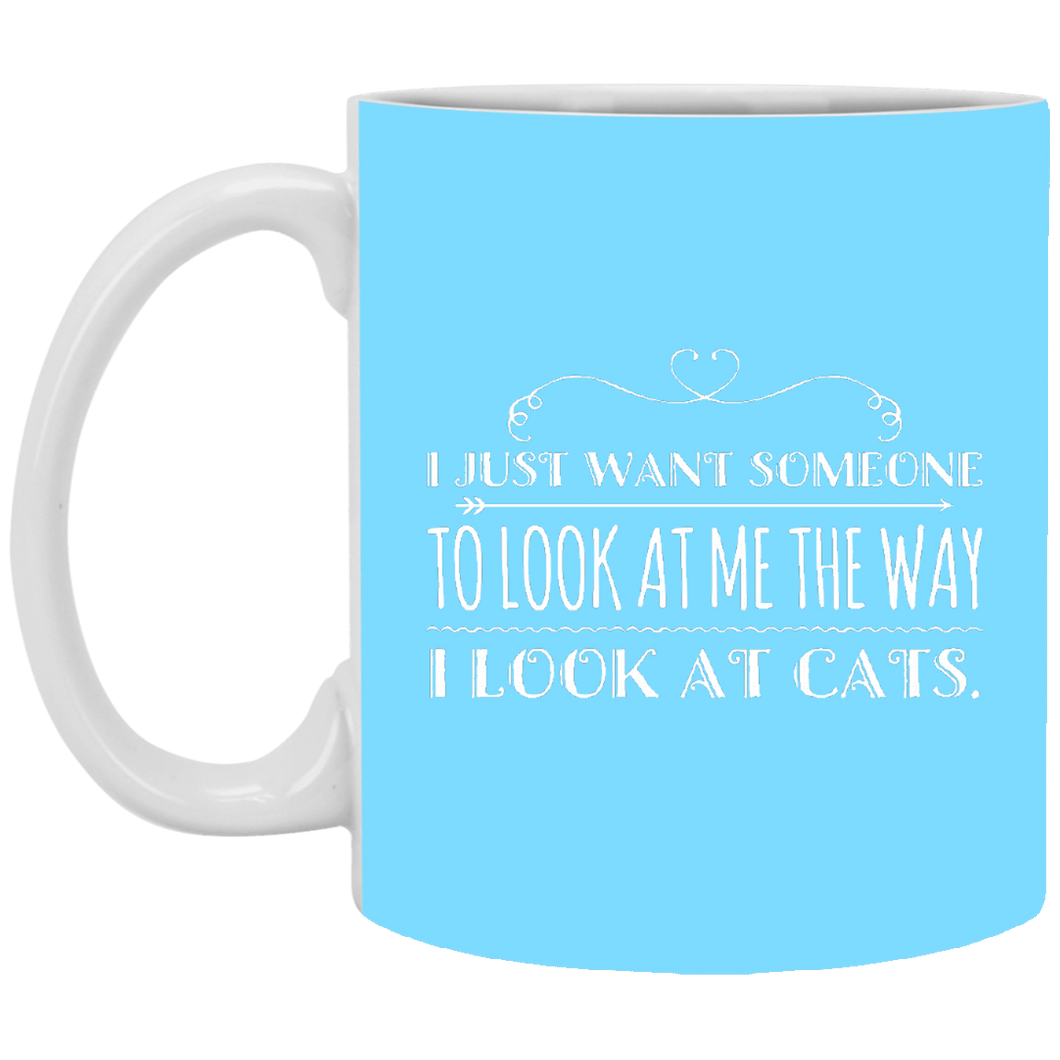 XP8434 11 oz. White Mug Unique design Look At Cats