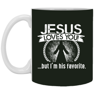 XP8434 11 oz. White Mug Unique design Jesus Loves You