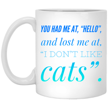 Load image into Gallery viewer, XP8434 11 oz. White Mug Unique design Hello Cats-green