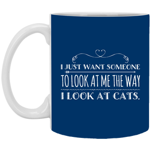 XP8434 11 oz. White Mug Unique design Look At Cats