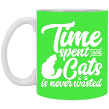 Load image into Gallery viewer, XP8434 11 oz. White Mug Unique design Time Spent With Cats