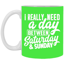 Load image into Gallery viewer, XP8434 11 oz. White Mug Unique design Day Between Sat. &amp; Sun.