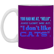 Load image into Gallery viewer, XP8434 11 oz. White Mug Unique design Hello Cats-blue