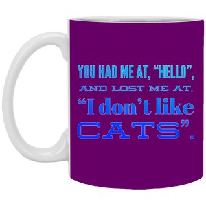 XP8434 11 oz. White Mug Unique design Hello Cats-blue