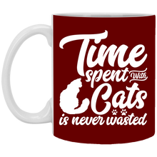 Load image into Gallery viewer, XP8434 11 oz. White Mug Unique design Time Spent With Cats