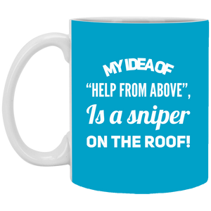 XP8434 11 oz. White Mug Unique design Sniper On The Roof