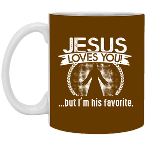 XP8434 11 oz. White Mug Unique design Jesus Loves You