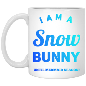 XP8434 11 oz. White Mug Unique design Snow Bunny-blue