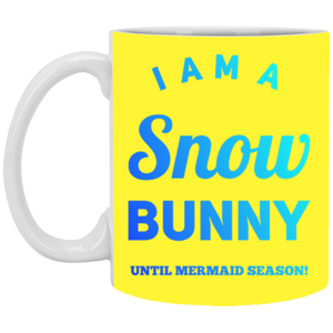 XP8434 11 oz. White Mug Unique design Snow Bunny-blue