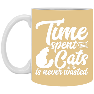 XP8434 11 oz. White Mug Unique design Time Spent With Cats